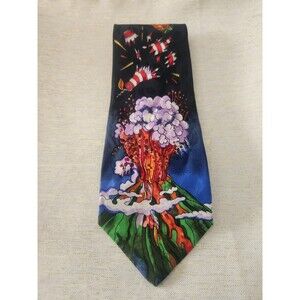Vintage Volcano Explosive Tie 1992 Nicole Miller Fun 100% Silk Black
